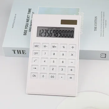 Солнечный Белый Калькулятор 12-битная хрустальная кнопка Двойной блок питания Подарочный офисный компьютер