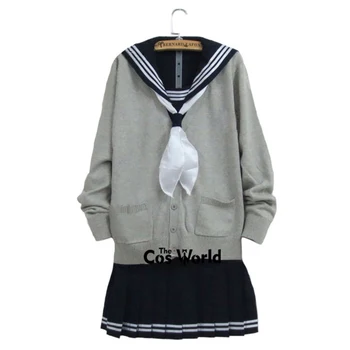 Студенческая форма JK High School в опрятном стиле, зимний серый кардиган, плиссированная юбка, матросские костюмы с длинным рукавом