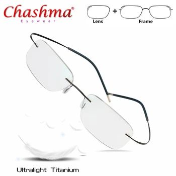 Титановые Очки По Рецепту Для Мужчин И Женщин, Очки Без Оправы, Оправа с Линзами, Ультралегкие очки