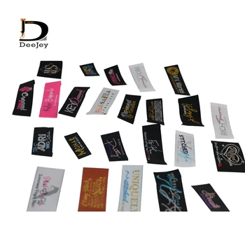 тканые этикетки с частным логотипом для одежды из полиэстеровой хлопчатобумажной смеси, тканые бирки из пряжи 1000 шт./лот