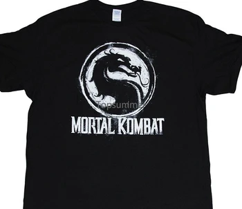 Топы и футболки из 100% хлопка с коротким рукавом и круглым вырезом, футболка с меловым логотипом Mortal Kombat