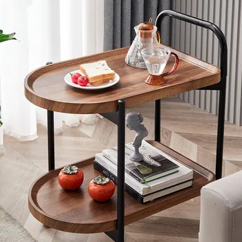 Угловой столик из массива орехового дерева, Передвижной чайный столик, Маленькая тележка, Прикроватный столик, Мебель, журнальный столик, поднос Простой