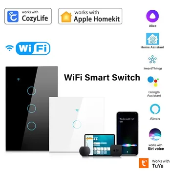 Умный настенный выключатель WiFi US Life Home, Дистанционное Голосовое управление, Сенсорный датчик, Светодиодные выключатели Tuya App Alexa Google Home
