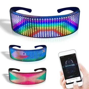 Управление приложением Bluetooth Светодиодные Очки для вечеринок Индивидуальные языки USB Зарядка Мигающие светящиеся очки Солнцезащитные очки для Рождественского концерта