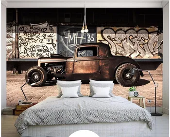 Фото на заказ 3d обои Винтажные граффити автомобили тв фон стены гостиная Домашний декор 3D настенные фрески обои для стены 3 d