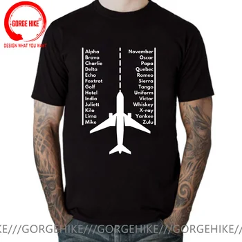 Футболки с фонетическим алфавитом, забавный пилот, Авиационный самолет, Хлопковая уличная одежда с графическим рисунком, Подарки на день рождения с коротким рукавом, летняя футболка
