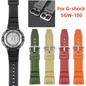 Черный ремешок для часов Casio G-shock SGW-100, мужской сменный ремешок из смолы, спортивный водонепроницаемый резиновый браслет с пряжкой