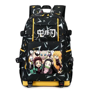 школьная сумка аниме demon slayer Kamado Tanjirou, студенческий рюкзак, молодежная дорожная сумка для мужчин и женщин, мультяшная сумка
