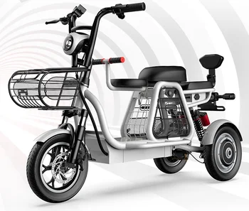 Электрический трехколесный велосипед домашний маленький электрический велосипед женский родительско-детский велосипед на батарейках мини с литиевой батареей