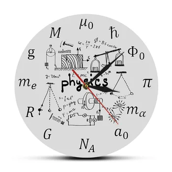 Элементы науки и искусства Физики и символы Настенные часы Математические уравнения Декор стен Бесшумные Настенные часы Лабораторная вывеска Подарок Физика