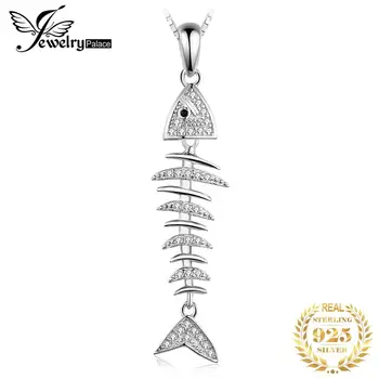 Ювелирное ожерелье из рыбьей кости из стерлингового серебра 925 пробы с кубическим цирконием, имитирующее Бриллиантовое ожерелье, Женская мода Без цепочки